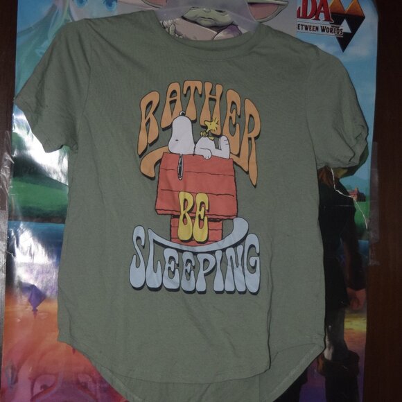 Peanuts Rather Be Sleeping tshirt large (11-13) Jrs - Picture 1 of 3